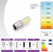 TEXI LED BA15D LAMPKA LED DO MASZYN DOMOWYCH - 230 V, 2 W, WCISKANA-1