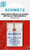 130 MET ZWI NE 2,5 SCS Igła SCHMETZ podwójna do haftowania nićmi metalicznymi, rozstaw 2,5 mm 2x80-1